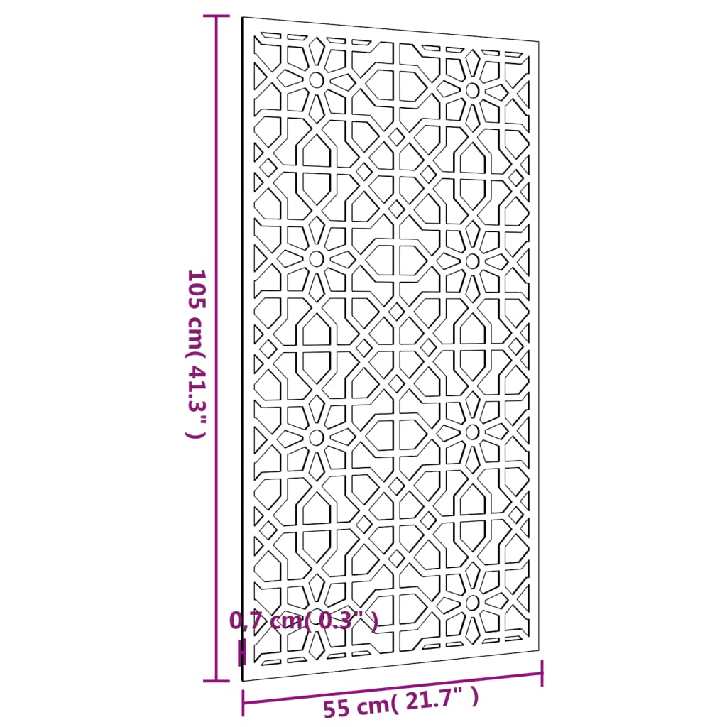 Veggdekorasjon til hage 105x55 cm cortenstål maurisk design