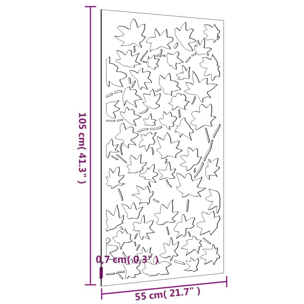 Veggdekorasjon til hage 105x55 cm cortenstål lønnebladdesign