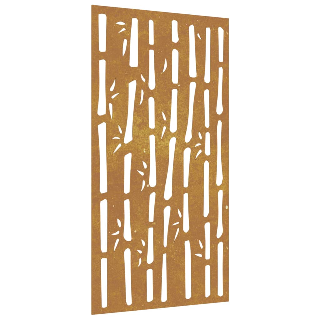 Veggdekorasjon til hage 105x55 cm cortenstål bambusdesign