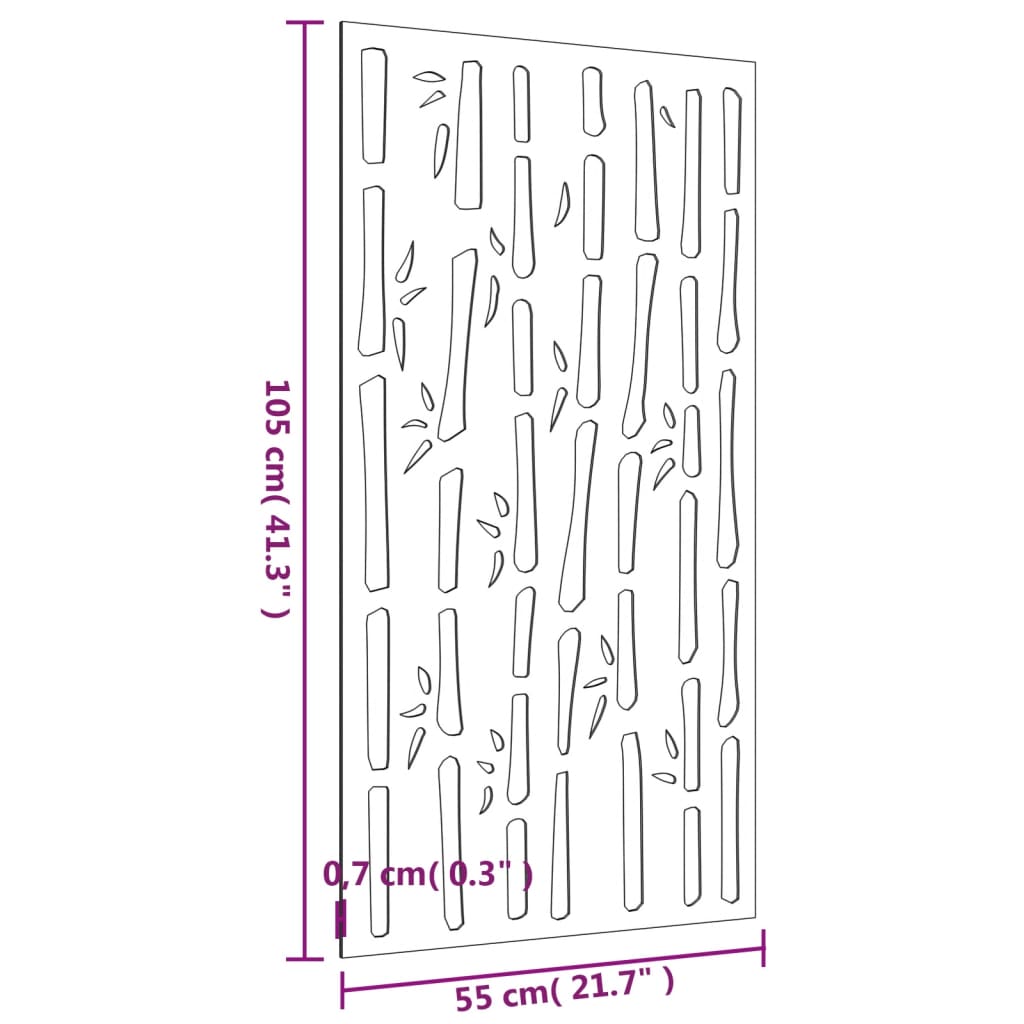 Veggdekorasjon til hage 105x55 cm cortenstål bambusdesign