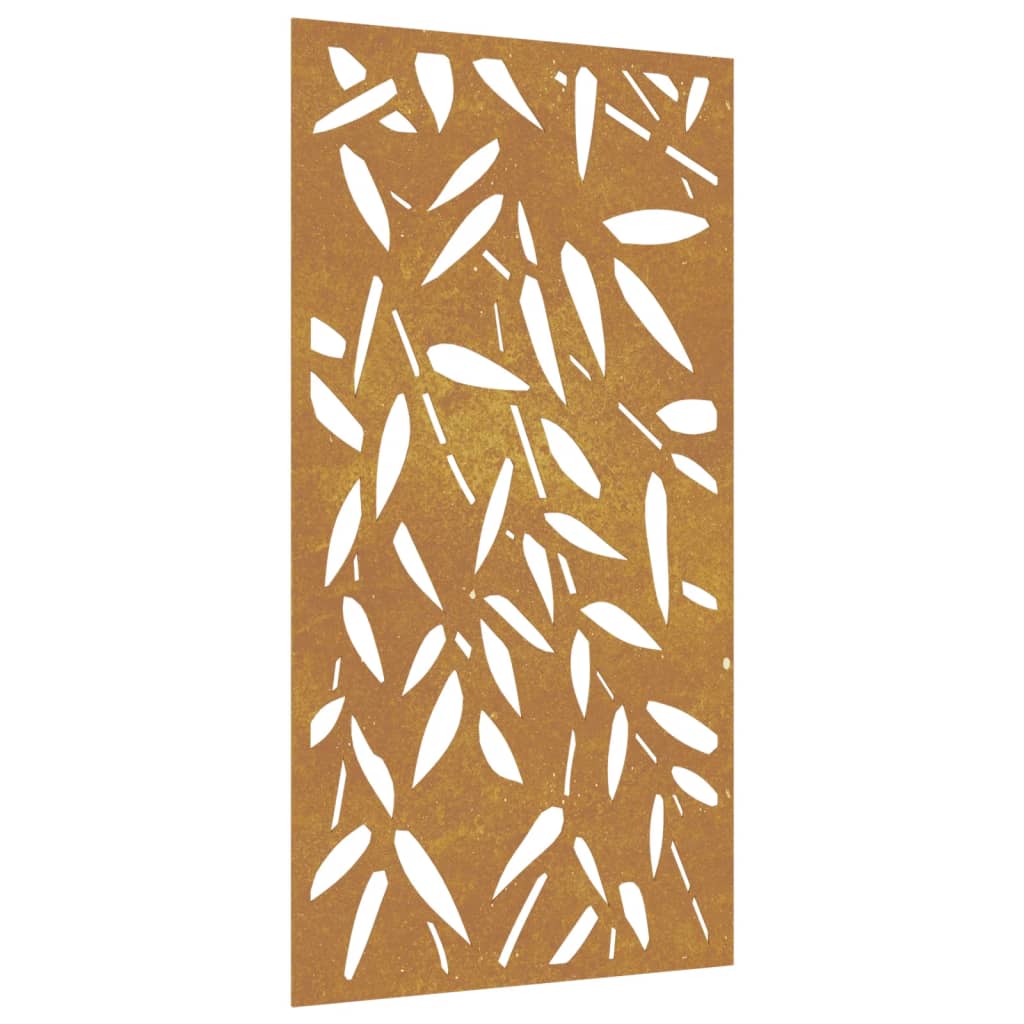 Veggdekorasjon til hage 105x55 cm cortenstål bambusbladdesign