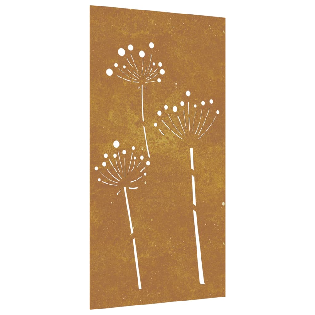 Veggdekorasjon til hage 105x55 cm cortenstål blomsterdesign