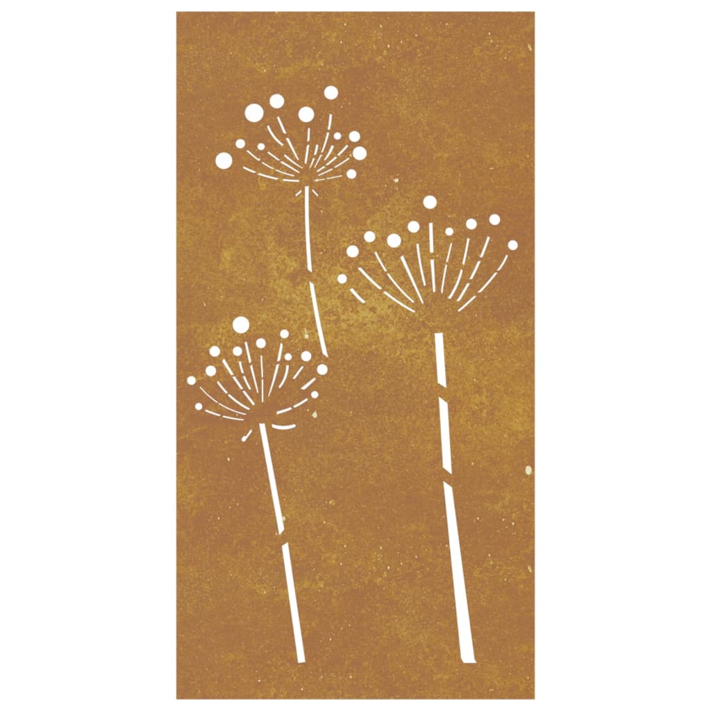 Veggdekorasjon til hage 105x55 cm cortenstål blomsterdesign