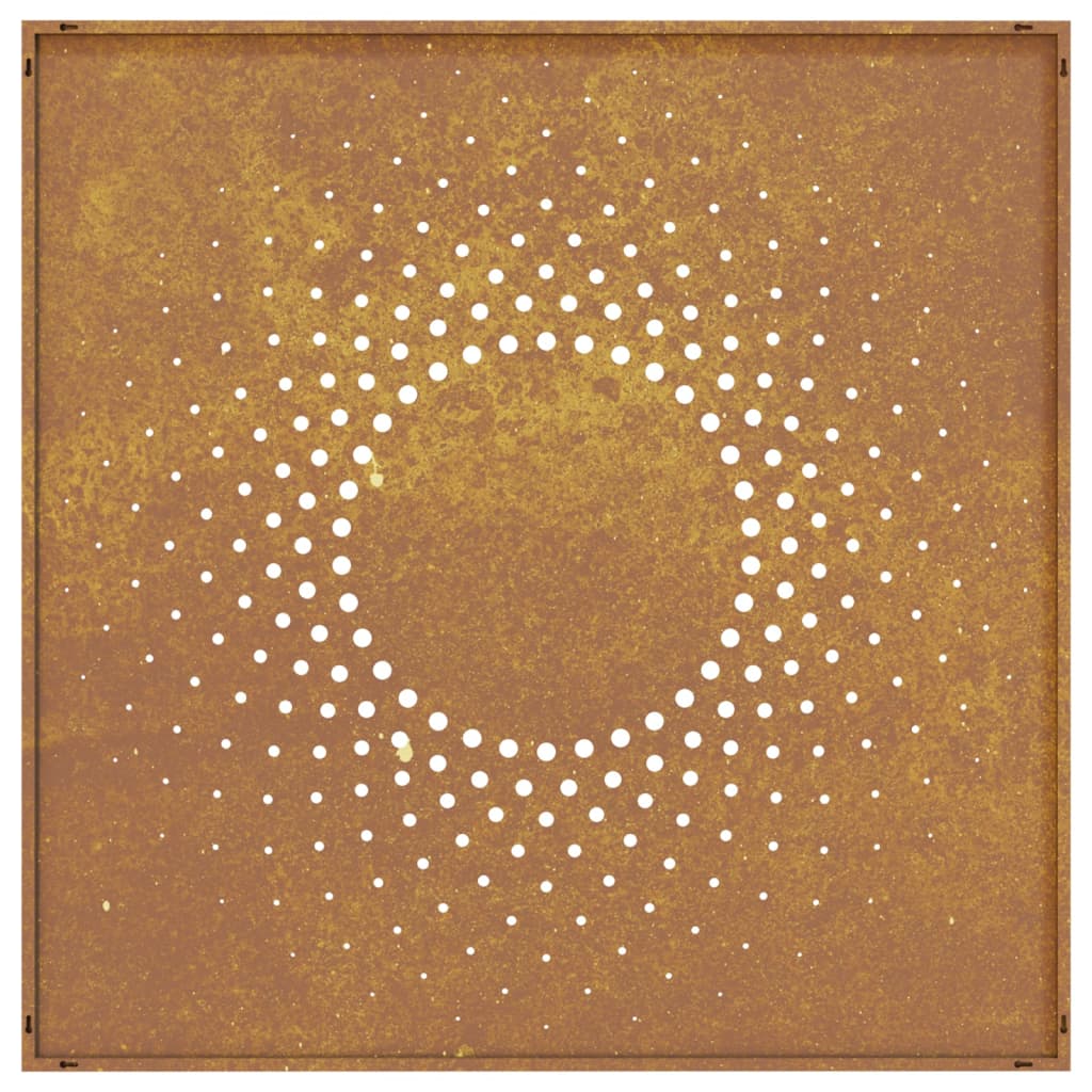 Veggdekorasjon til hage 55x55 cm cortenstål soldesign