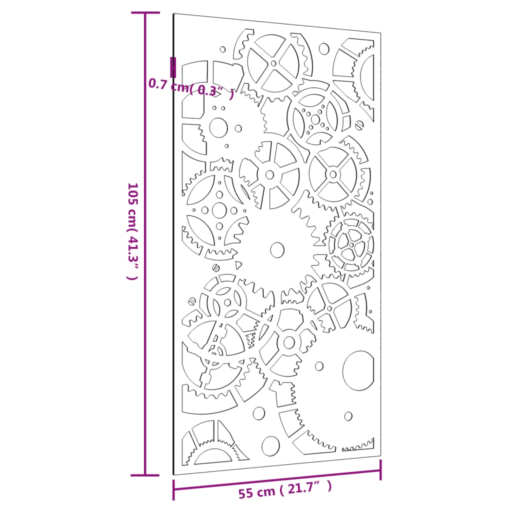 Veggdekorasjon til hage 105x55 cm cortenstål girdesign