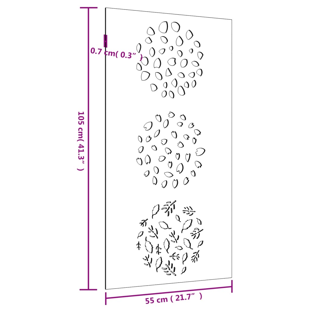 Veggdekorasjon til hage 105x55 cm cortenstål bladdesign