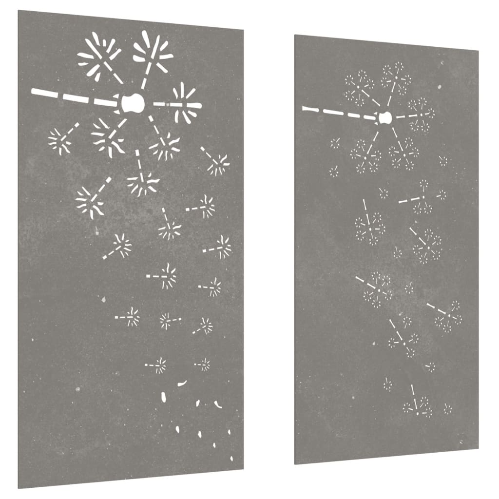 Veggdekorasjoner hage 2 stk 105x55 cm cortenstål blomsterdesign