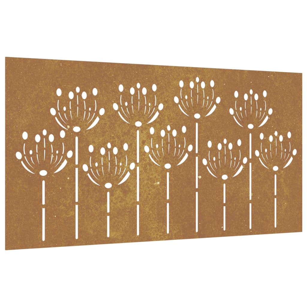 Veggdekorasjon til hage 105x55 cm cortenstål blomsterdesign