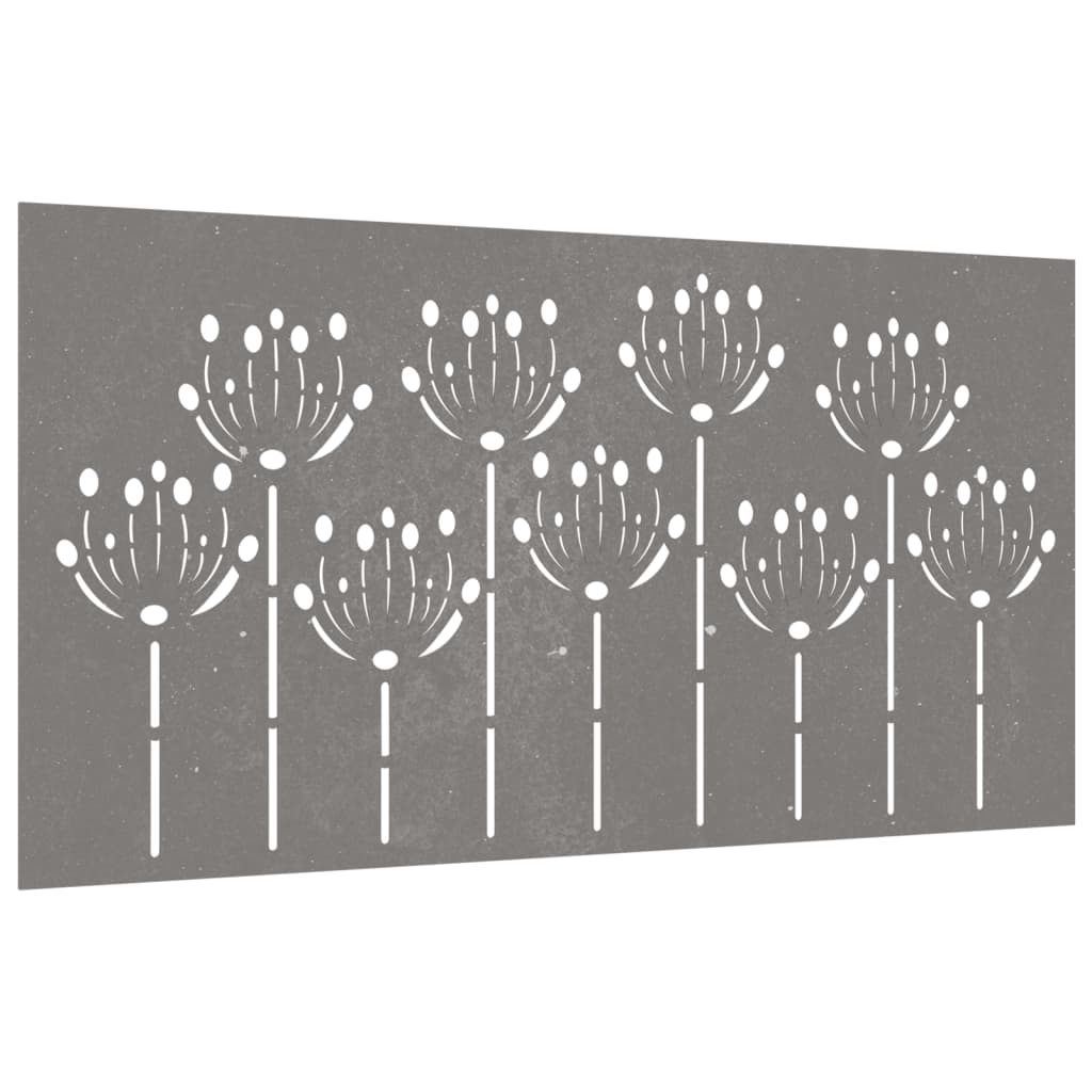 Veggdekorasjon til hage 105x55 cm cortenstål blomsterdesign
