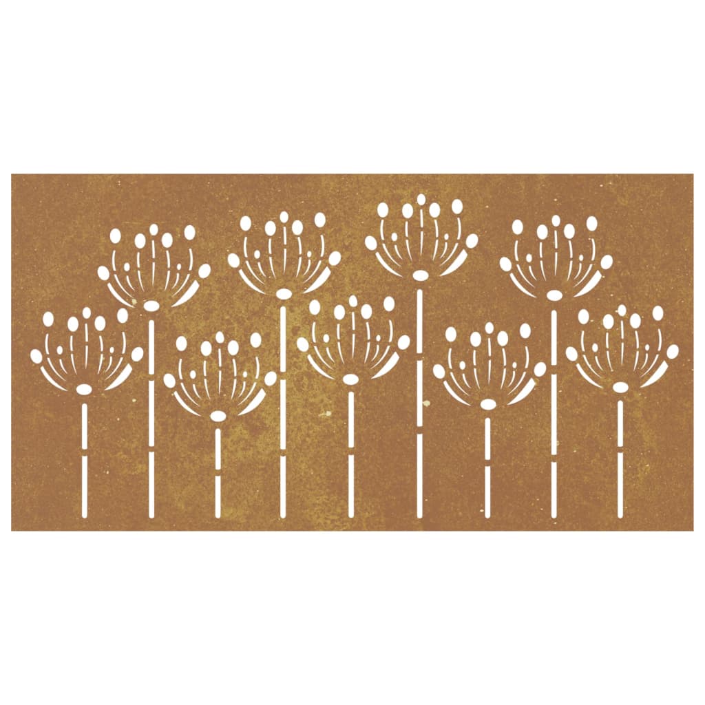 Veggdekorasjon til hage 105x55 cm cortenstål blomsterdesign