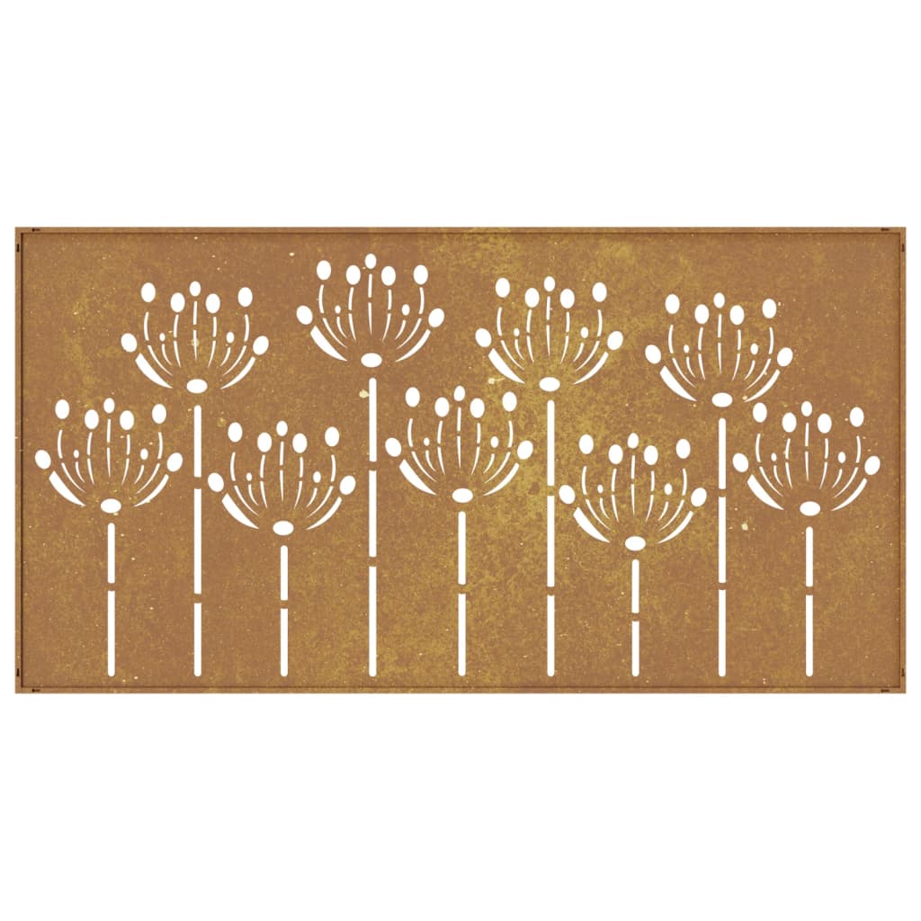 Veggdekorasjon til hage 105x55 cm cortenstål blomsterdesign