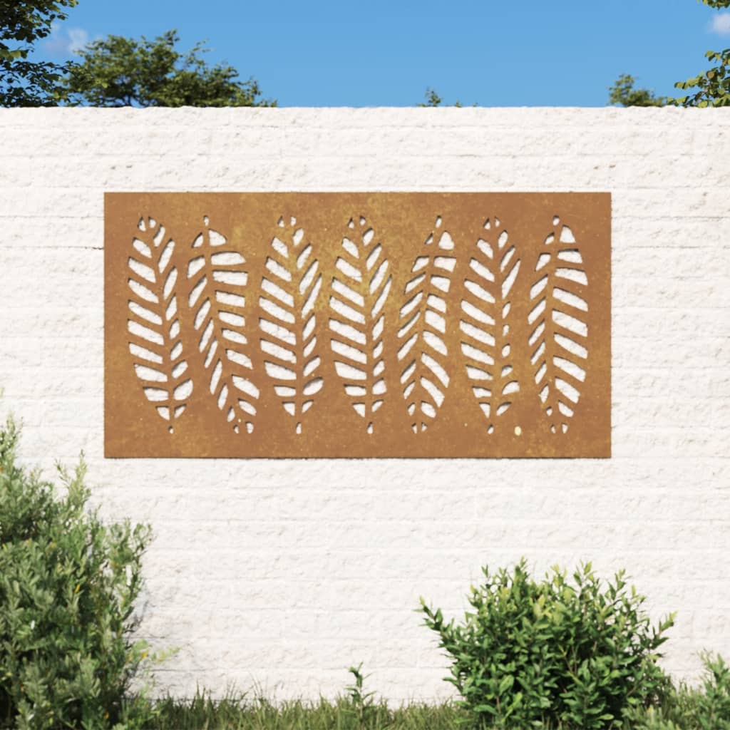 Veggdekorasjon til hage 105x55 cm cortenstål bladdesign