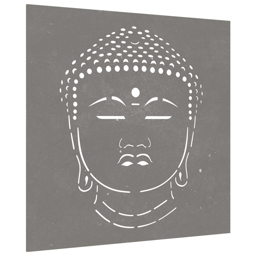 Veggdekorasjon til hage 55x55 cm cortenstål Buddha-design