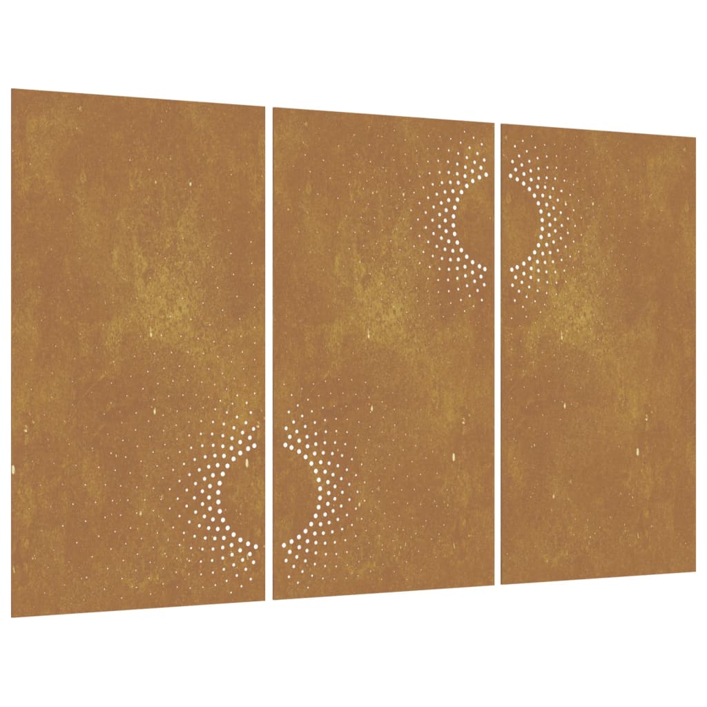 Veggdekorasjoner til hage 3 stk 105x55 cm cortenstål soldesign