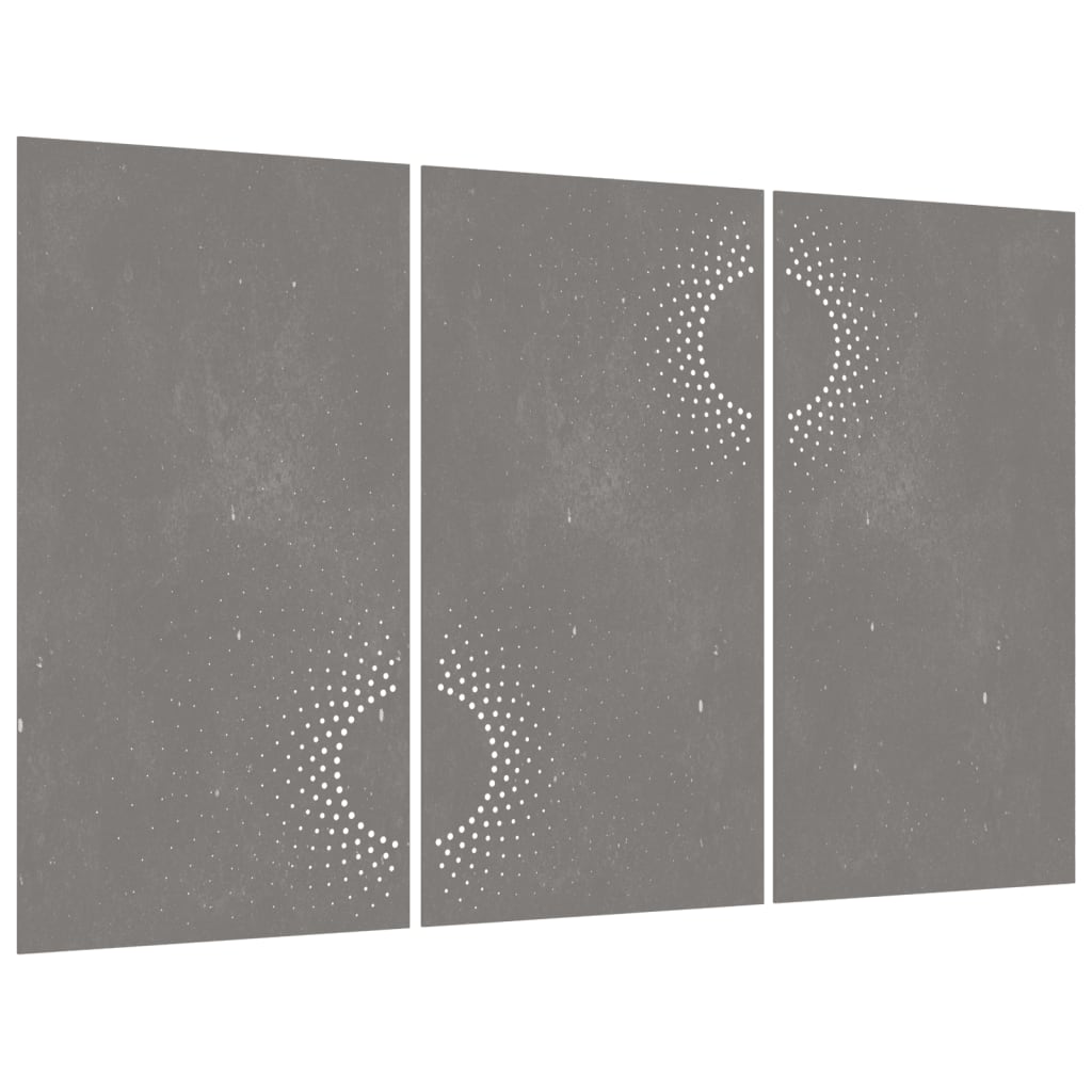 Veggdekorasjoner til hage 3 stk 105x55 cm cortenstål soldesign
