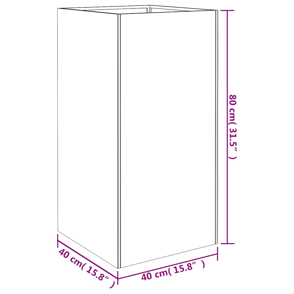 Plantekasse 40x40x80 cm cortenstål