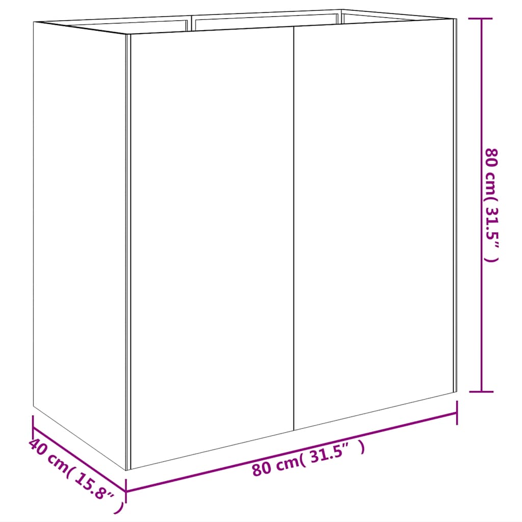 Plantekasse 80x40x80 cm cortenstål
