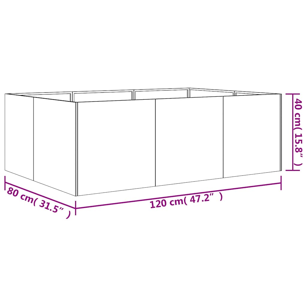 Høybed 120x80x40 cm cortenstål