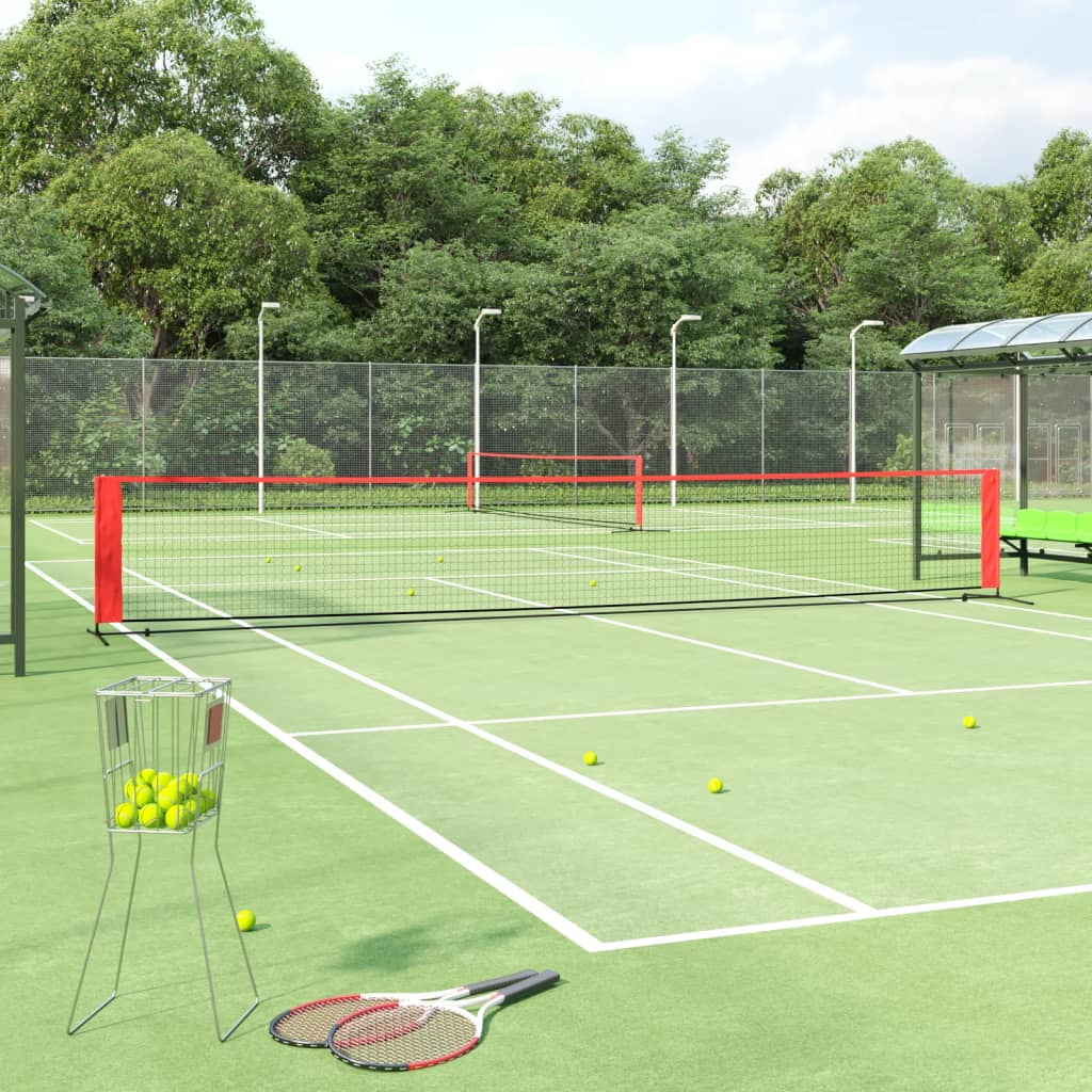 Tennisnett svart og rød 600x100x87 cm polyester