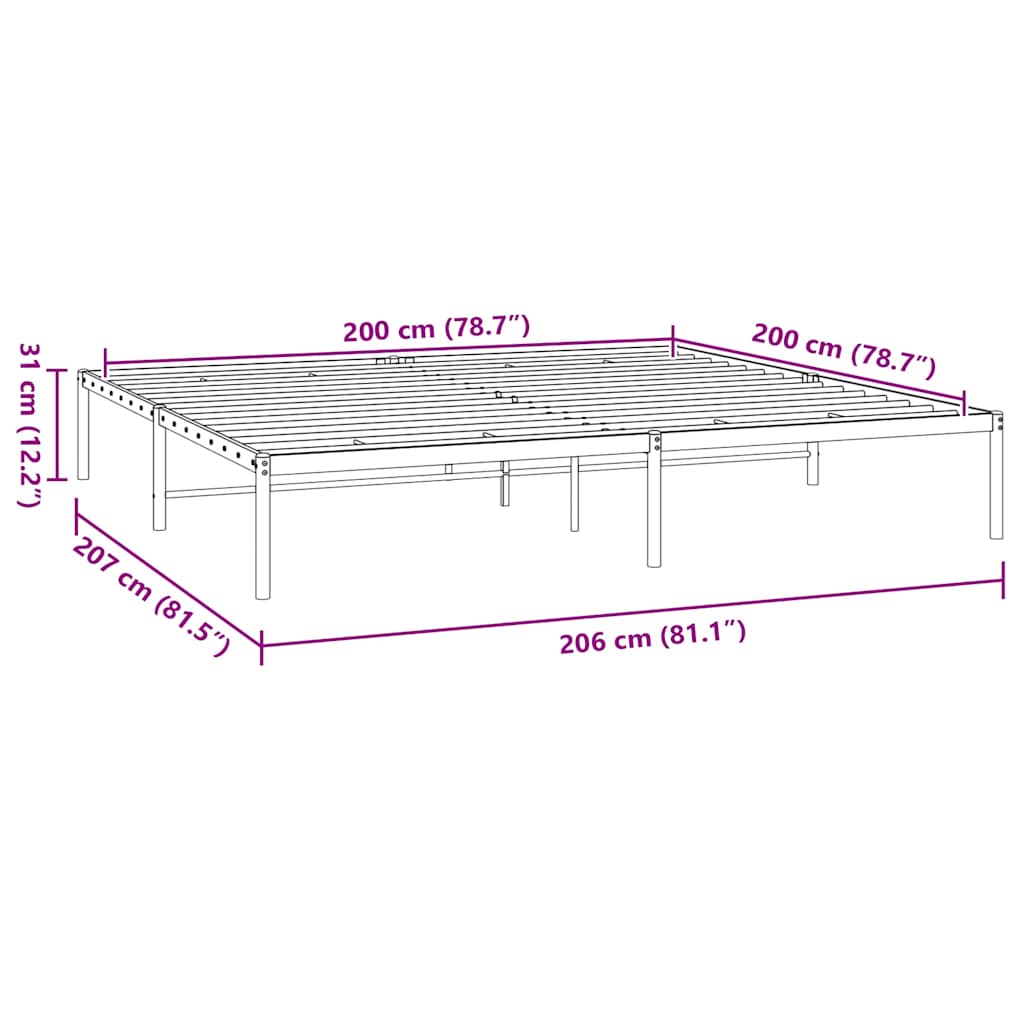 Sengeramme i metall svart 200x200 cm vidaXL