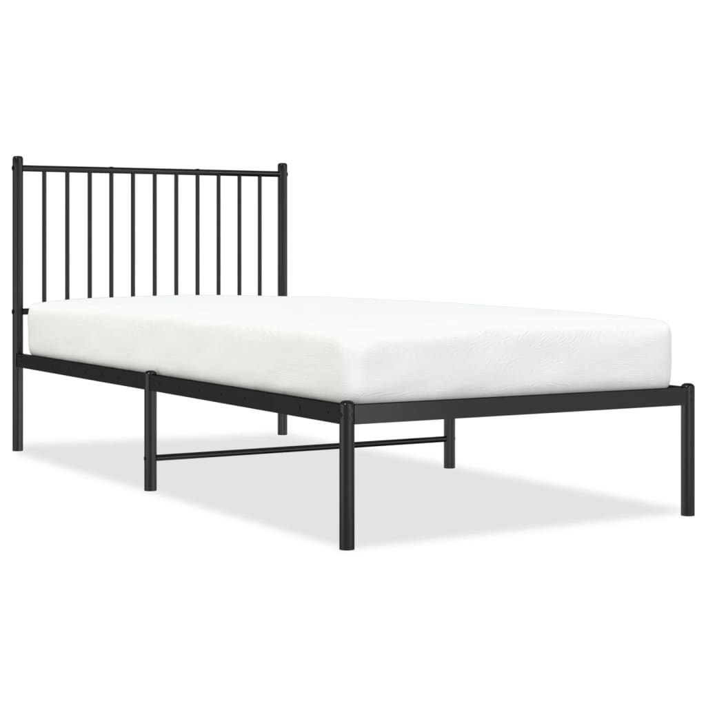 Sengeramme i metall med hodegavl svart 90x200 cm