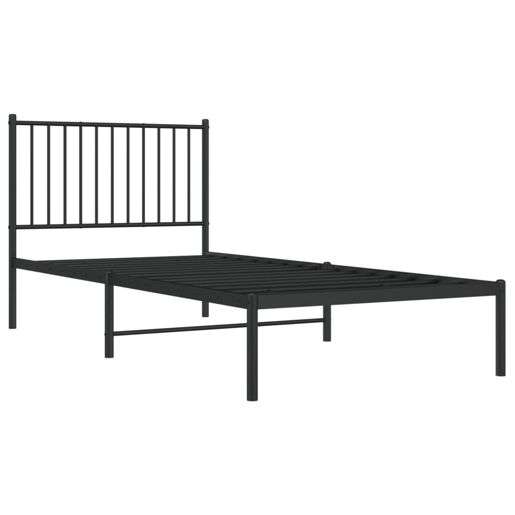 Sengeramme i metall med hodegavl svart 90x200 cm