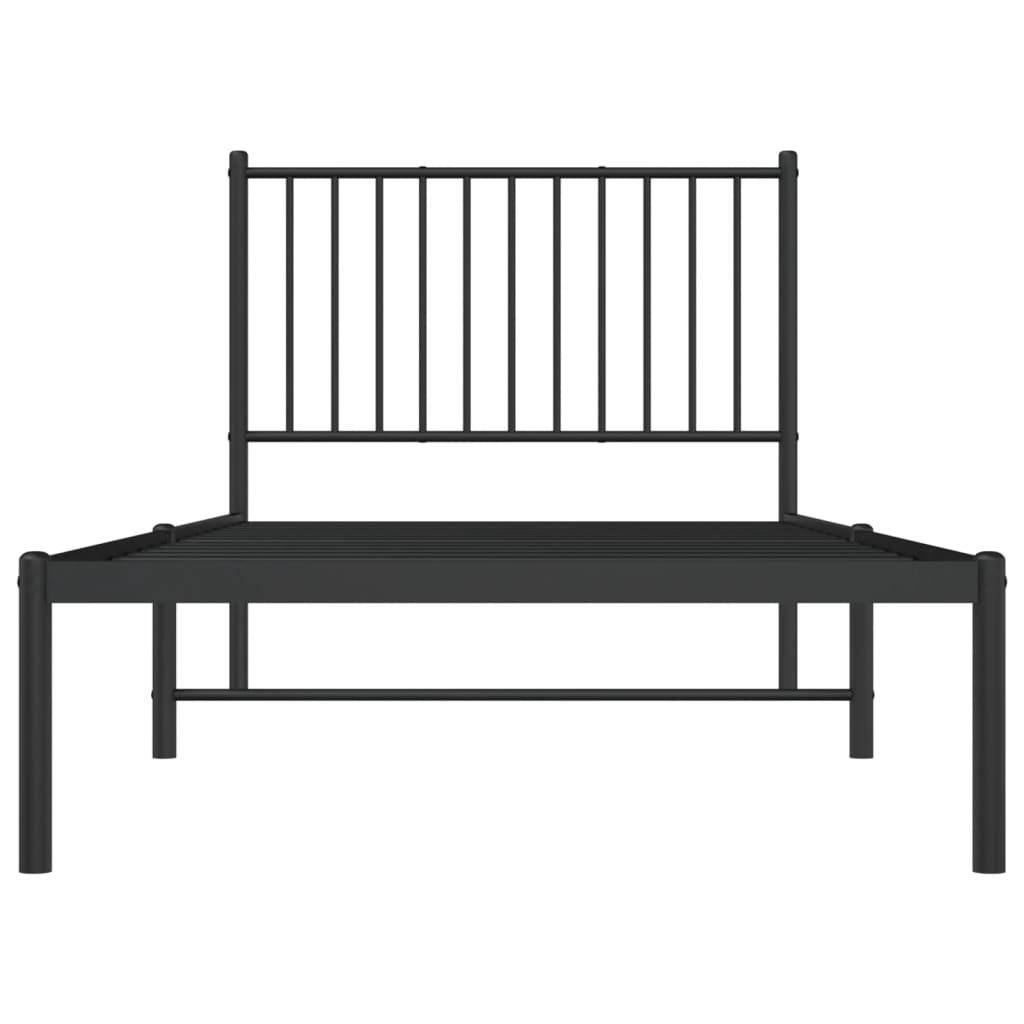 Sengeramme i metall med hodegavl svart 90x200 cm
