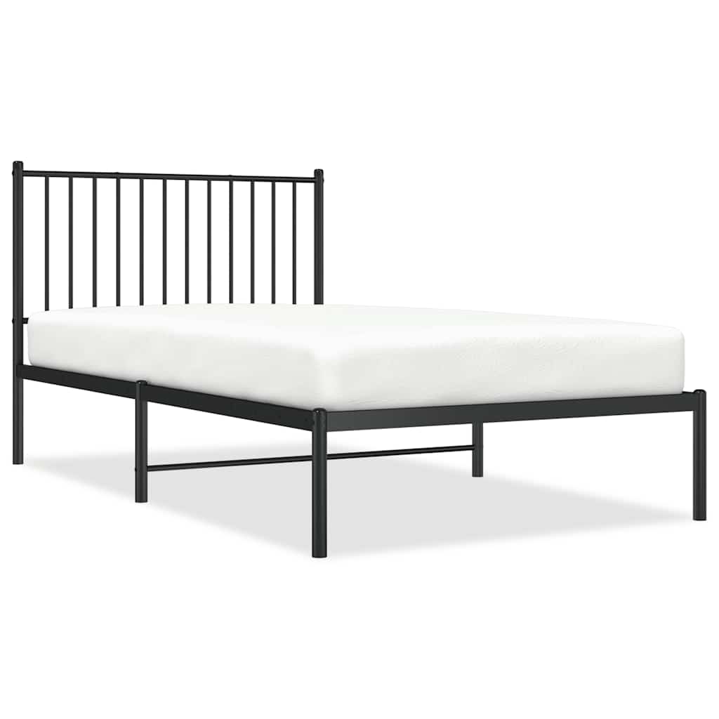Sengeramme i metall med hodegavl svart 100x190 cm