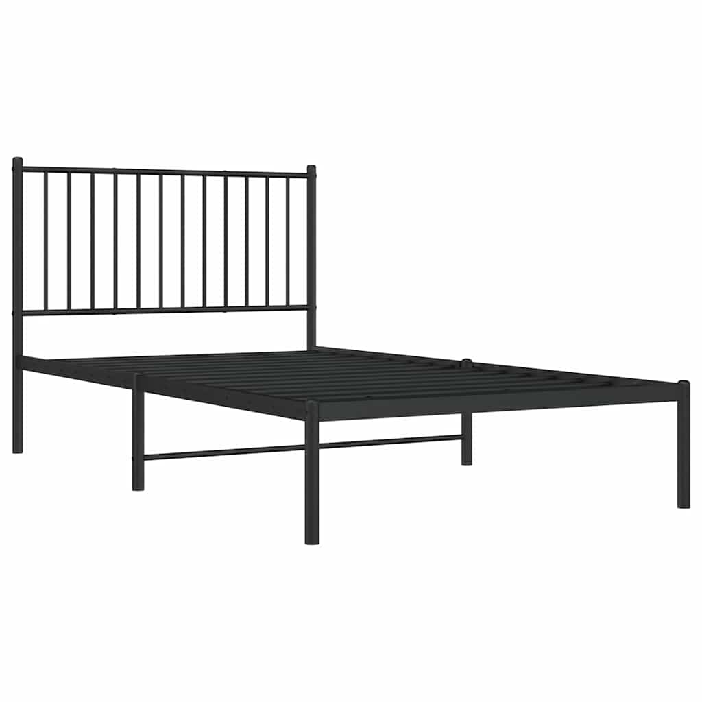 Sengeramme i metall med hodegavl svart 100x190 cm