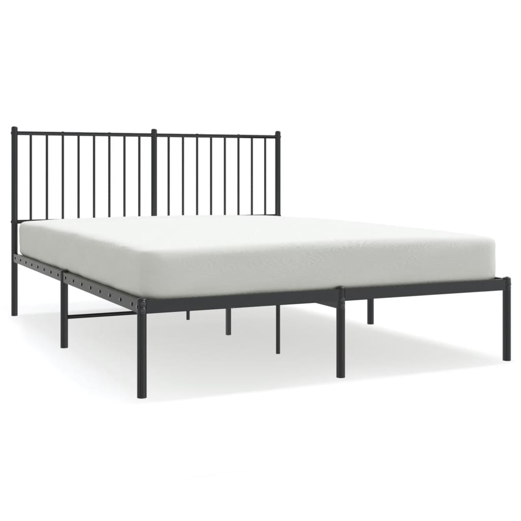 Sengeramme i metall med hodegavl svart 140x190 cm vidaXL