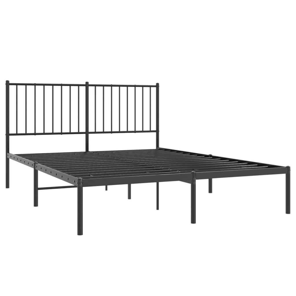 Sengeramme i metall med hodegavl svart 140x190 cm vidaXL