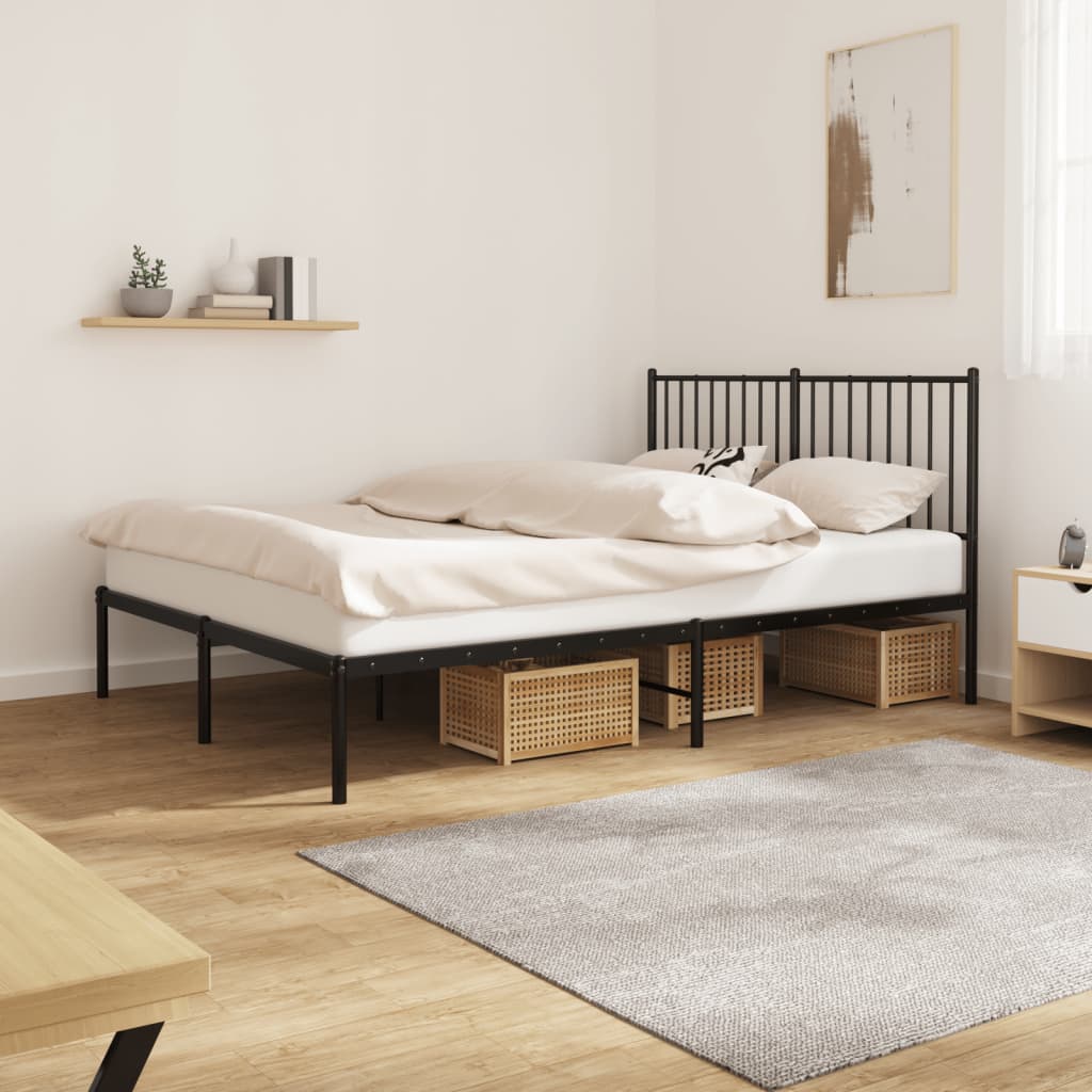 Sengeramme i metall med hodegavl svart 140x190 cm vidaXL