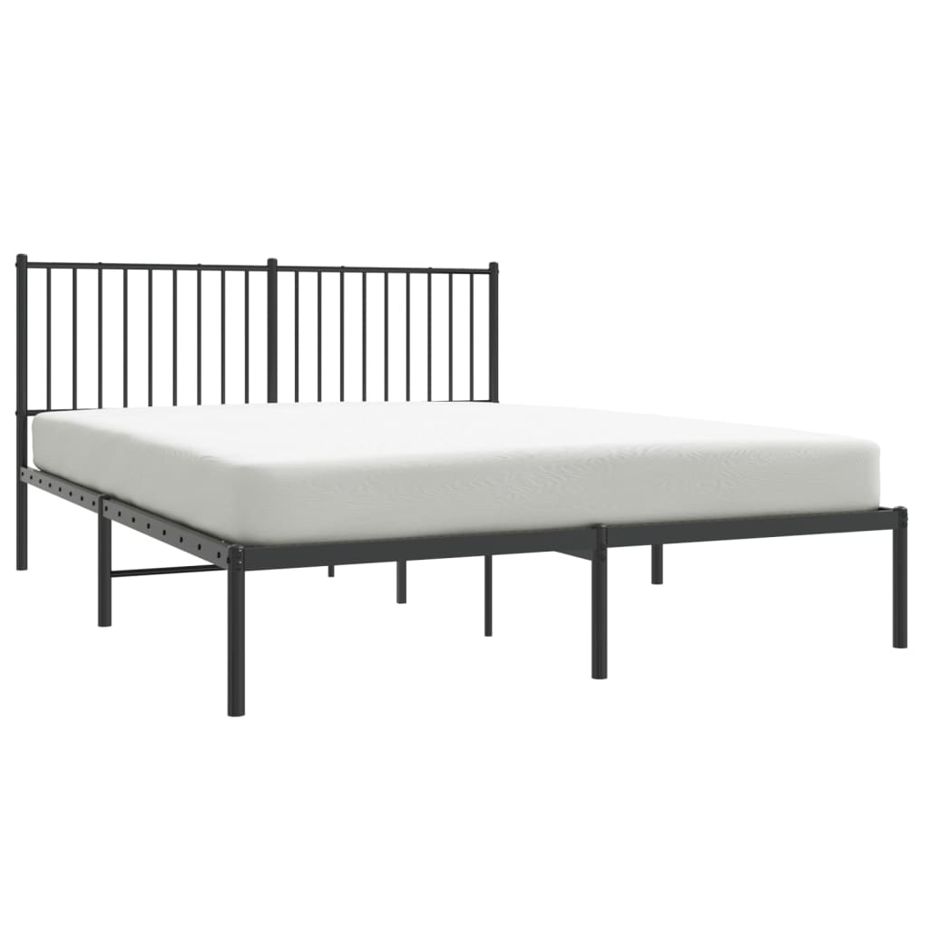 Sengeramme i metall med sengegavl svart 150x200 cm