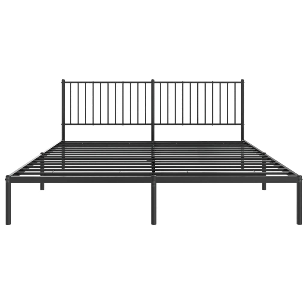 Sengeramme i metall med sengegavl svart 180x200 cm