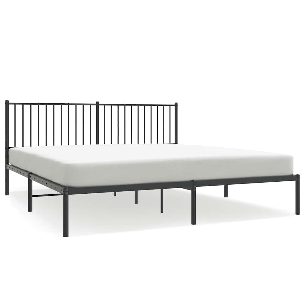 Sengeramme i metall med sengegavl svart 183x213 cm