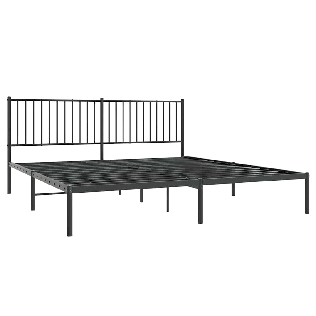 Sengeramme i metall med sengegavl svart 183x213 cm