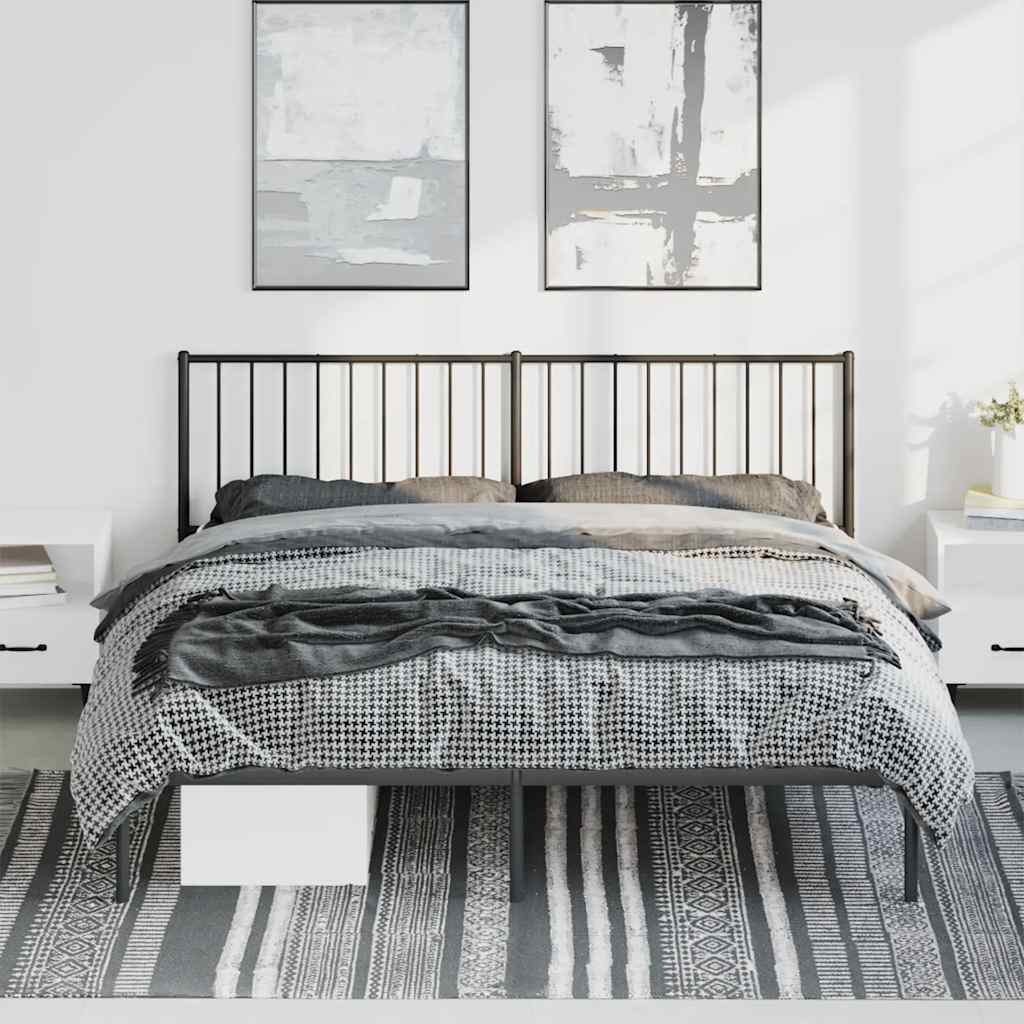 Sengeramme i metall med sengegavl svart 183x213 cm