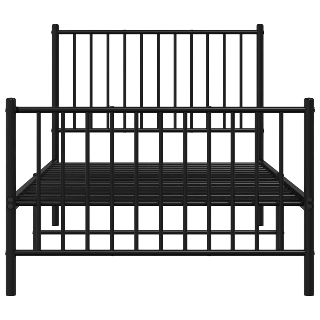 Sengeramme i metall med hode- og fotgavl svart 90x200 cm vidaXL