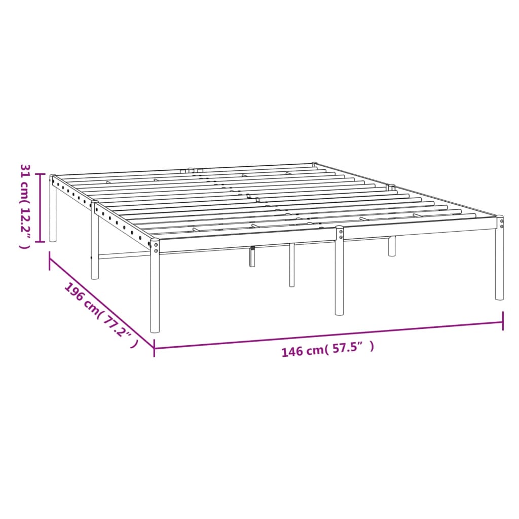 Sengeramme i metall hvit 140x190 cm