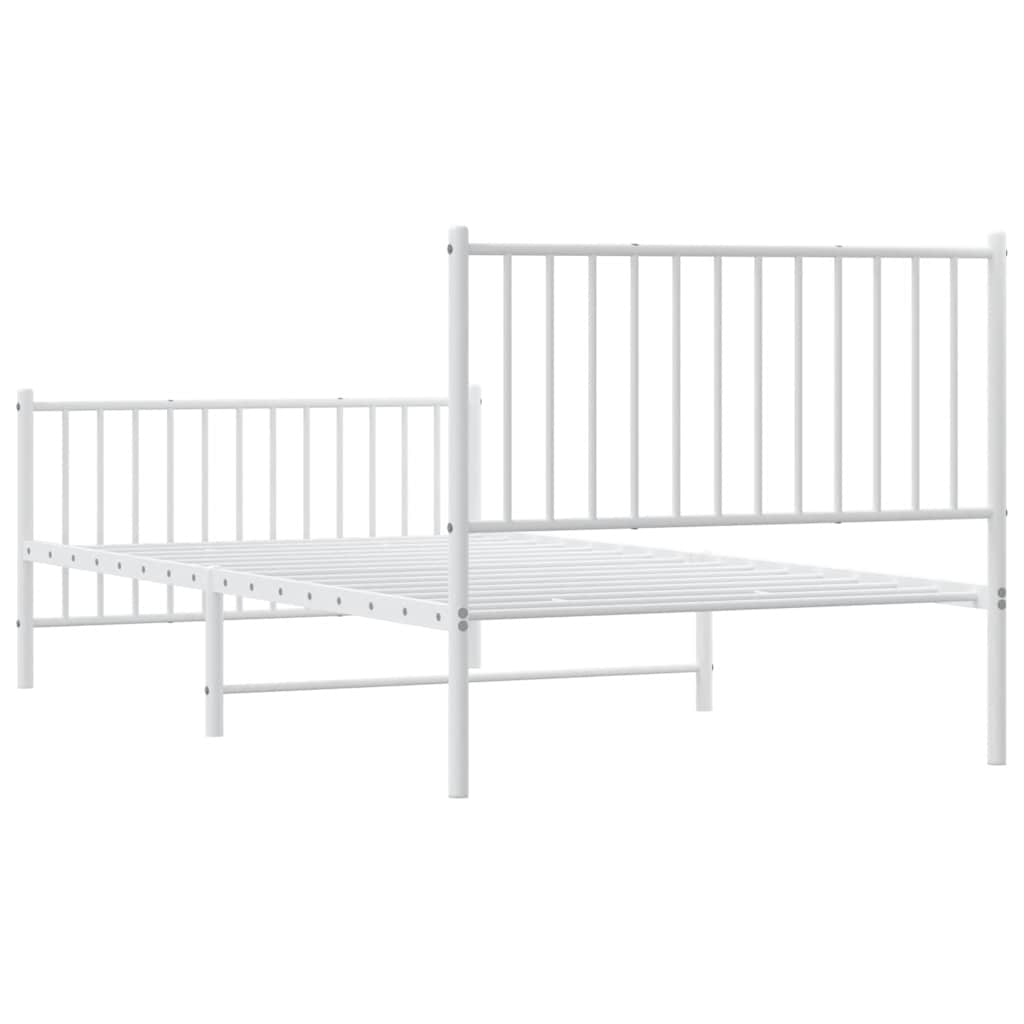 Sengeramme i metall med hode- og fotgavl hvit 100x200 cm vidaXL
