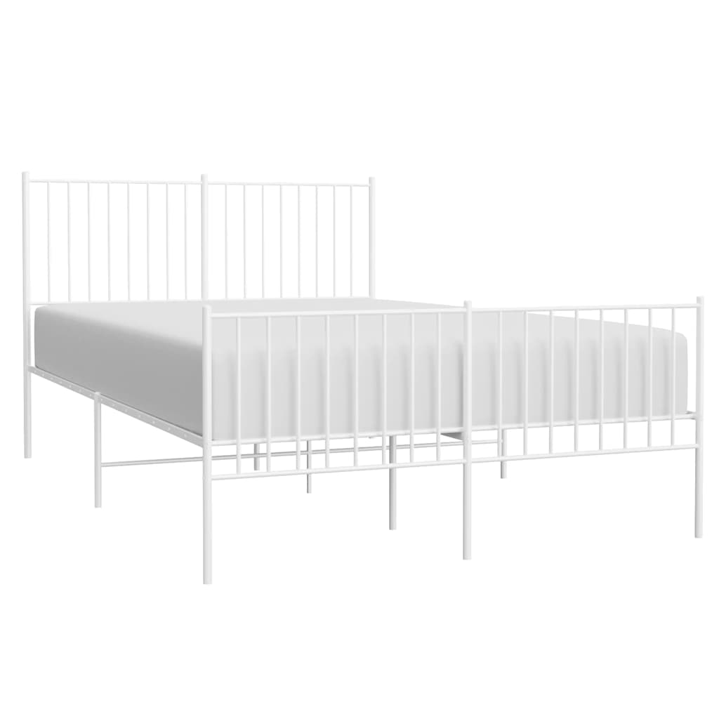 Sengeramme i metall med hode- og fotgavl hvit 135x190 cm