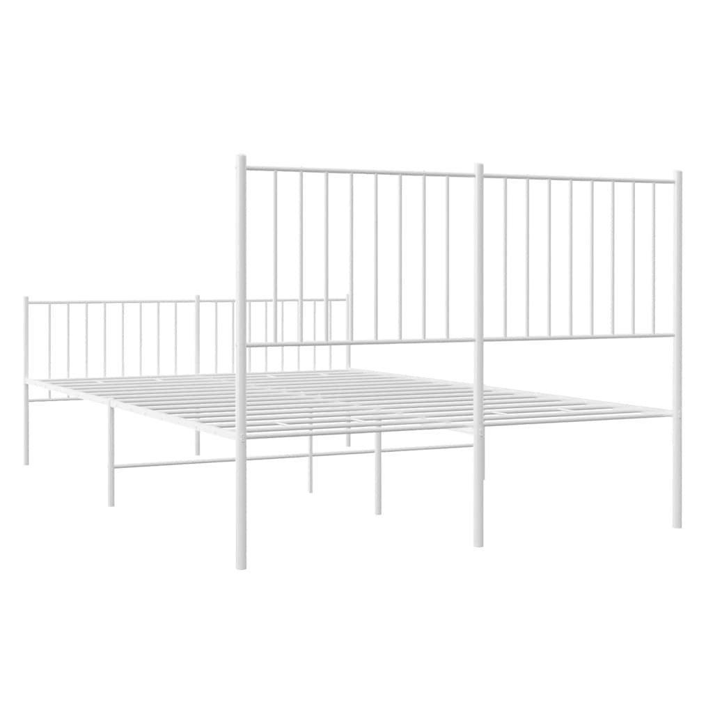 Sengeramme i metall med hode- og fotgavl hvit 135x190 cm
