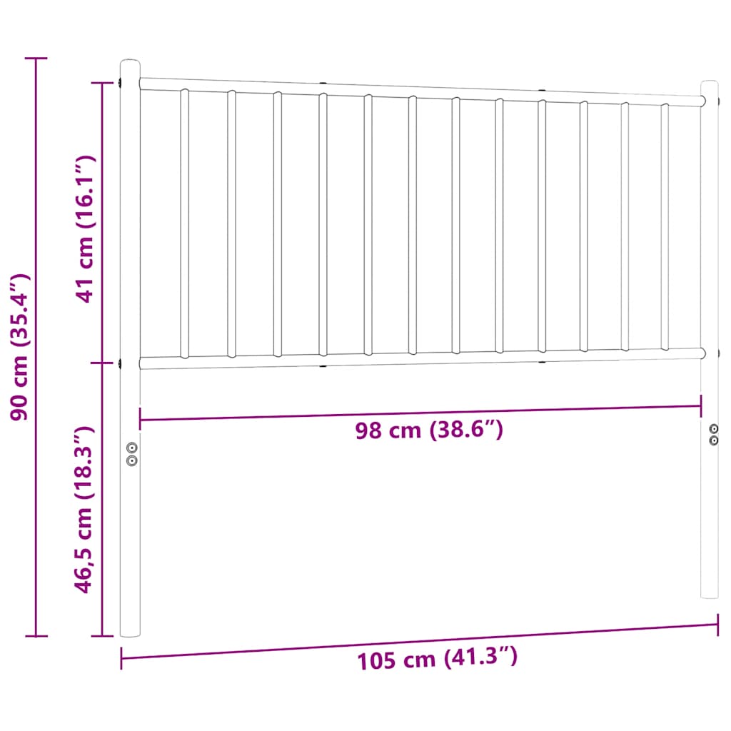 Utskiftbar sengegavl i metall hvit 100 cm