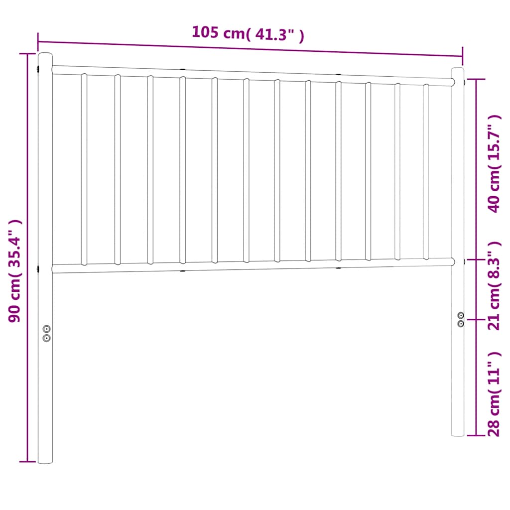 Utskiftbar sengegavl i metall hvit 100 cm