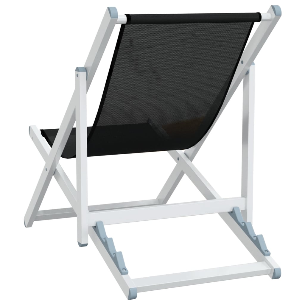 Sammenleggbare strandstoler 2 stk svart aluminium og textilene