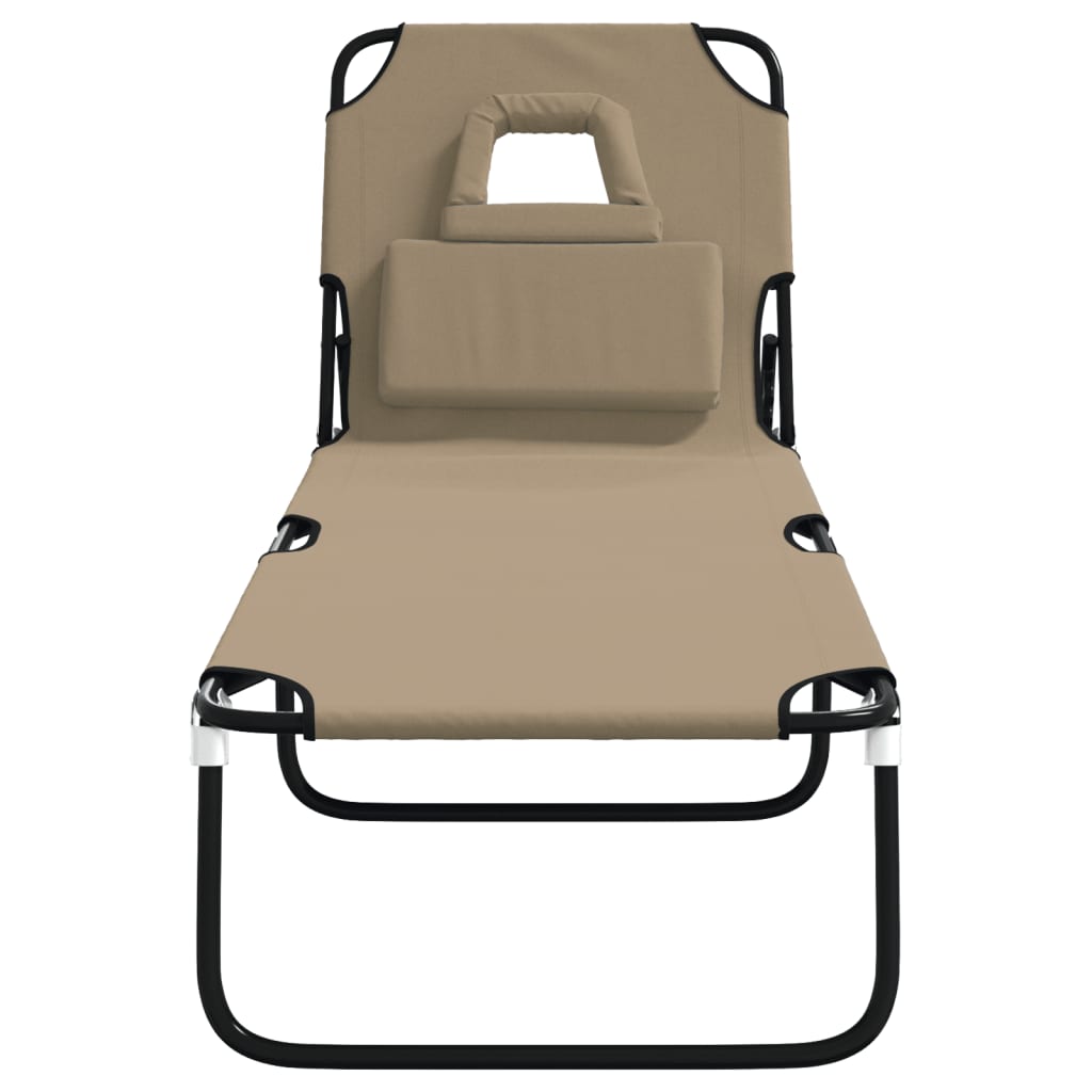 Sammenleggbar solseng gråbrun oxford-stoff pulverlakkert stål