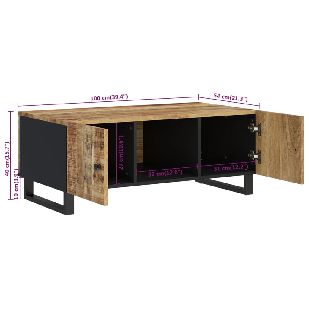 Salongbord 100x54x40 cm heltre mango og konstruert tre