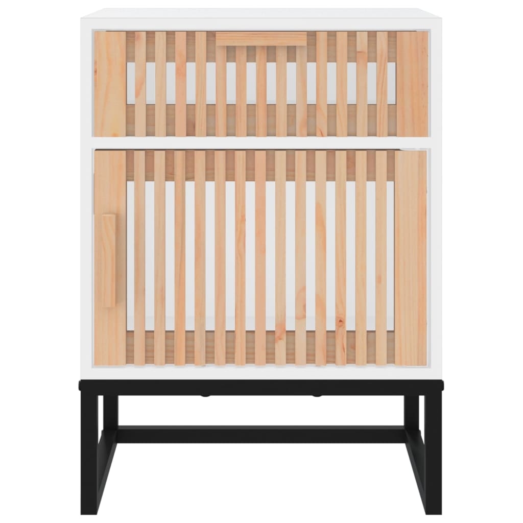 Nattbord 2 stk hvit 40x30x55,5 cm konstruert tre og jern