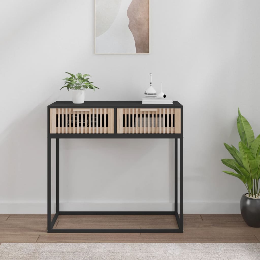 Konsollbord svart 80x30x75 cm konstruert tre og jern