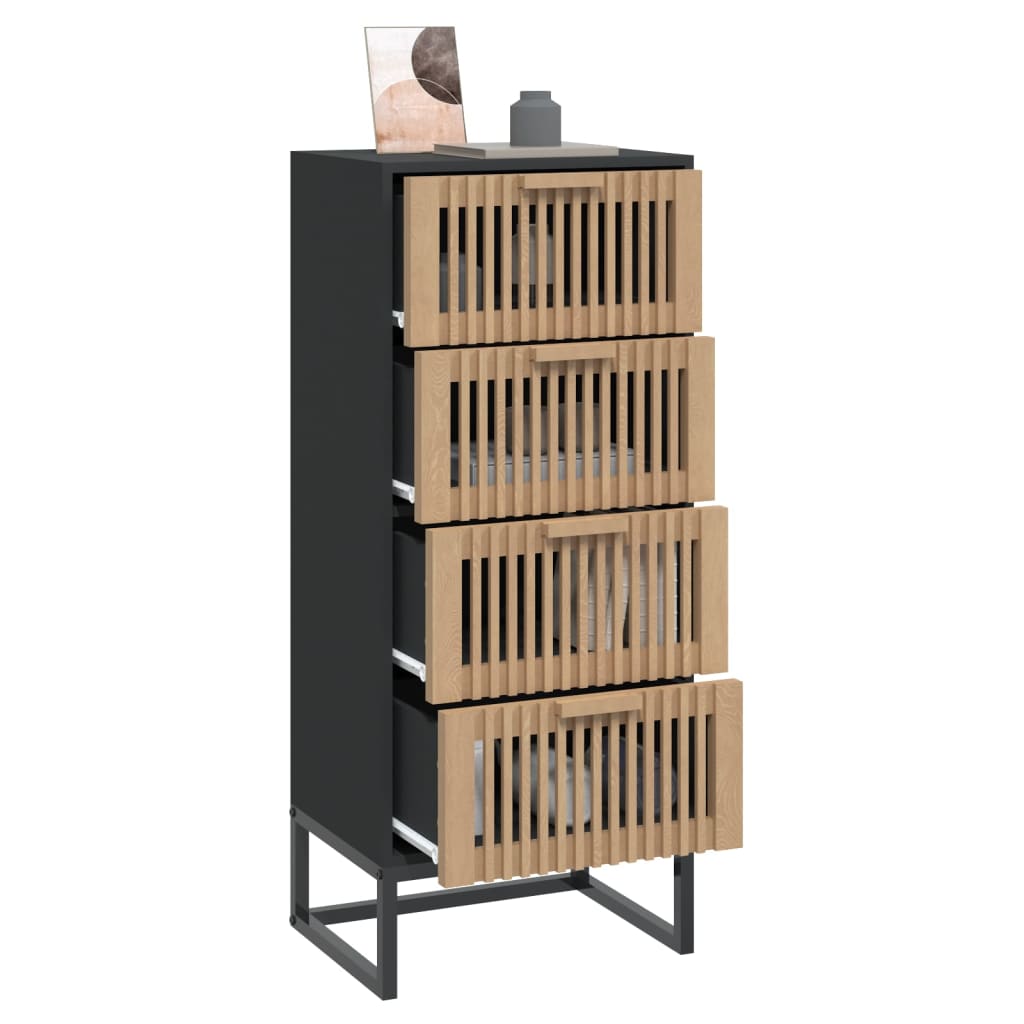 Highboard svart 40x30x95 cm konstruert tre
